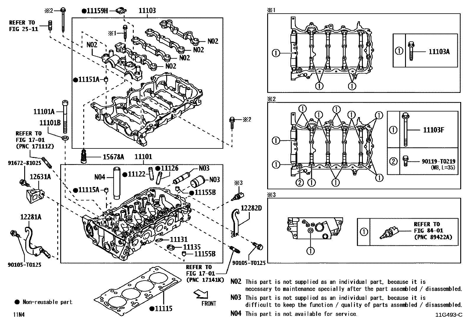 Toyota YARIS Cylinder Head EPC diagram — 11G493C