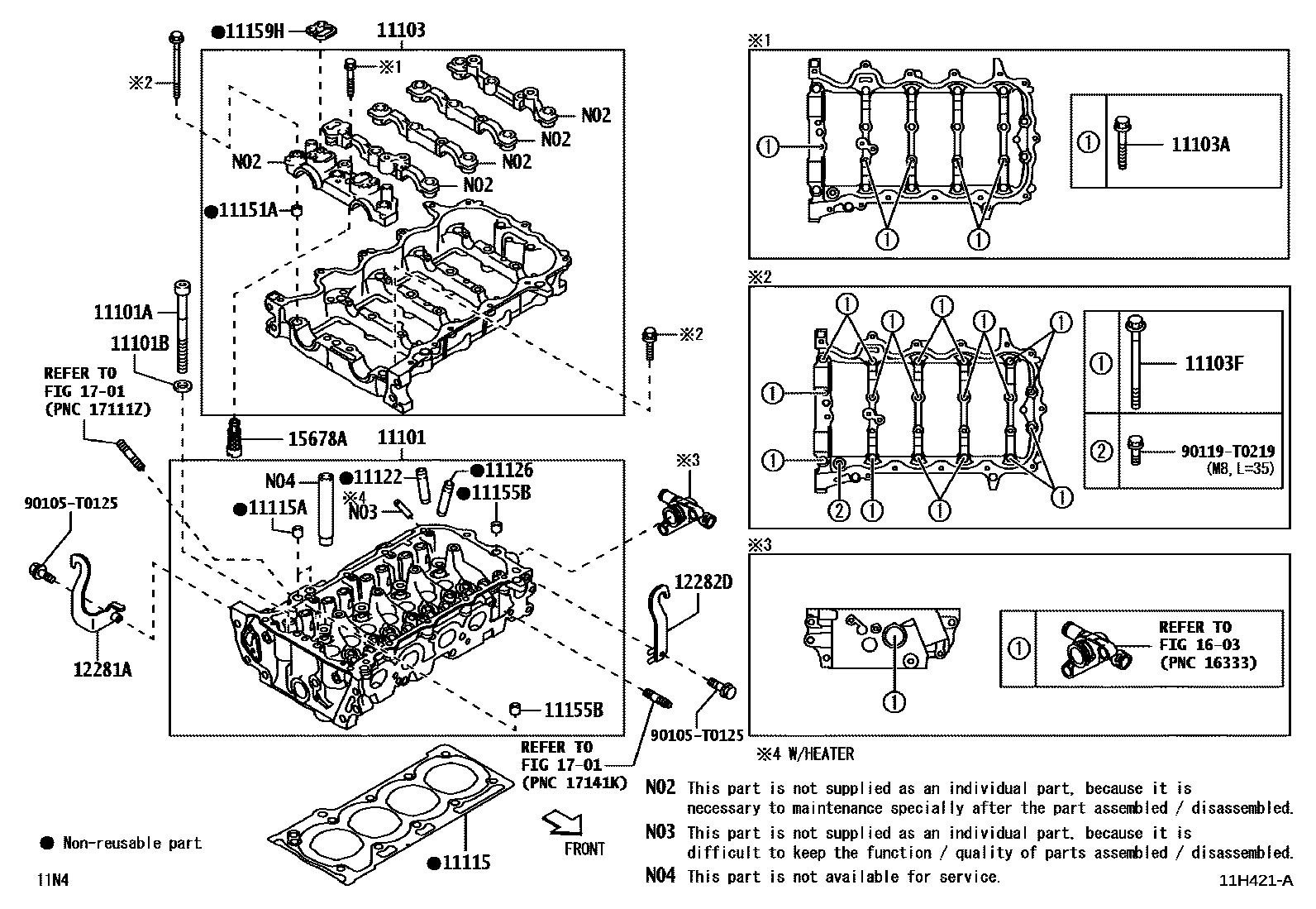 Toyota YARIS Cylinder Head EPC diagram — 11H421A
