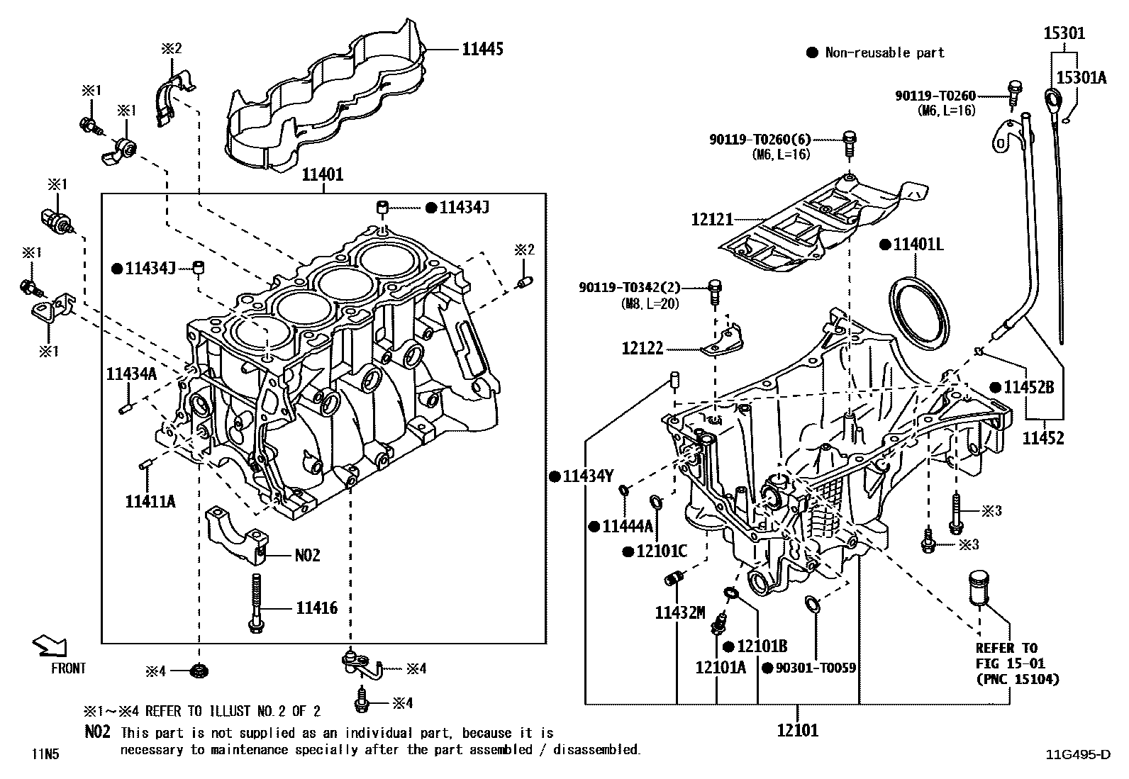 Toyota YARIS Cylinder Block EPC diagram — 11G495D