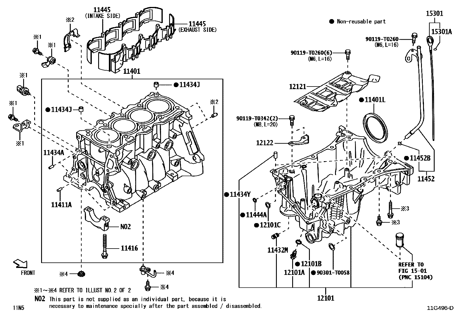 Toyota YARIS Cylinder Block EPC diagram — 11G496D
