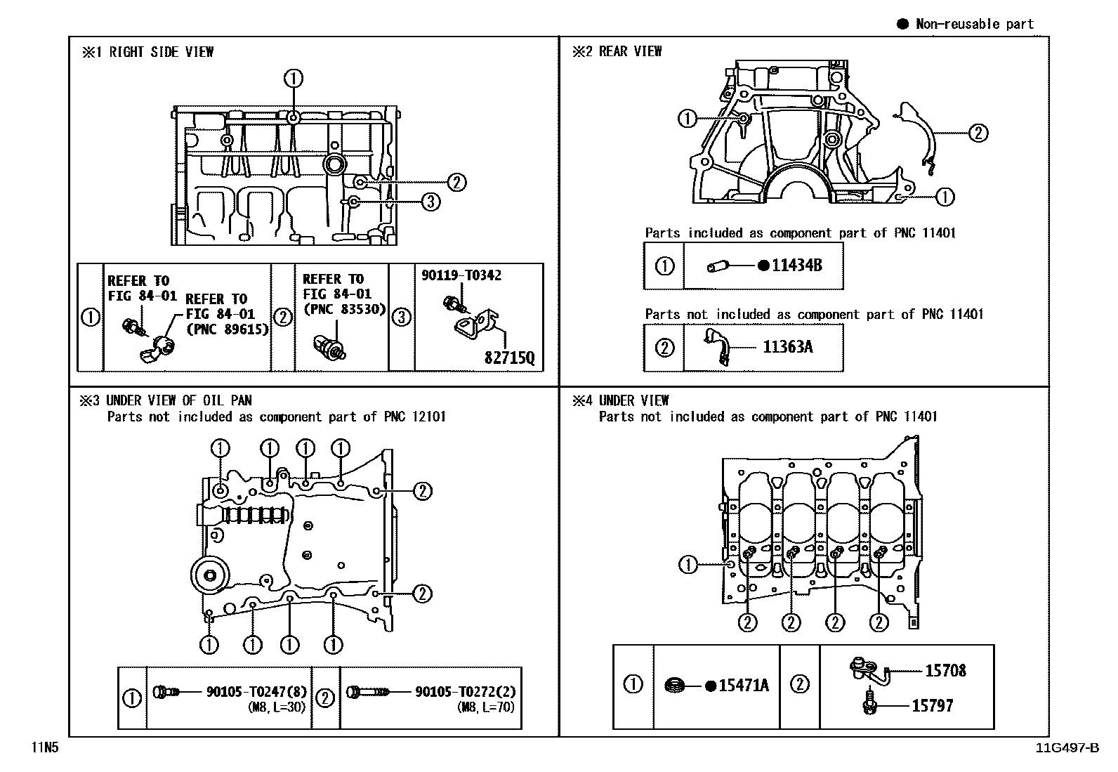 Toyota YARIS Cylinder Block EPC diagram — 11G497B