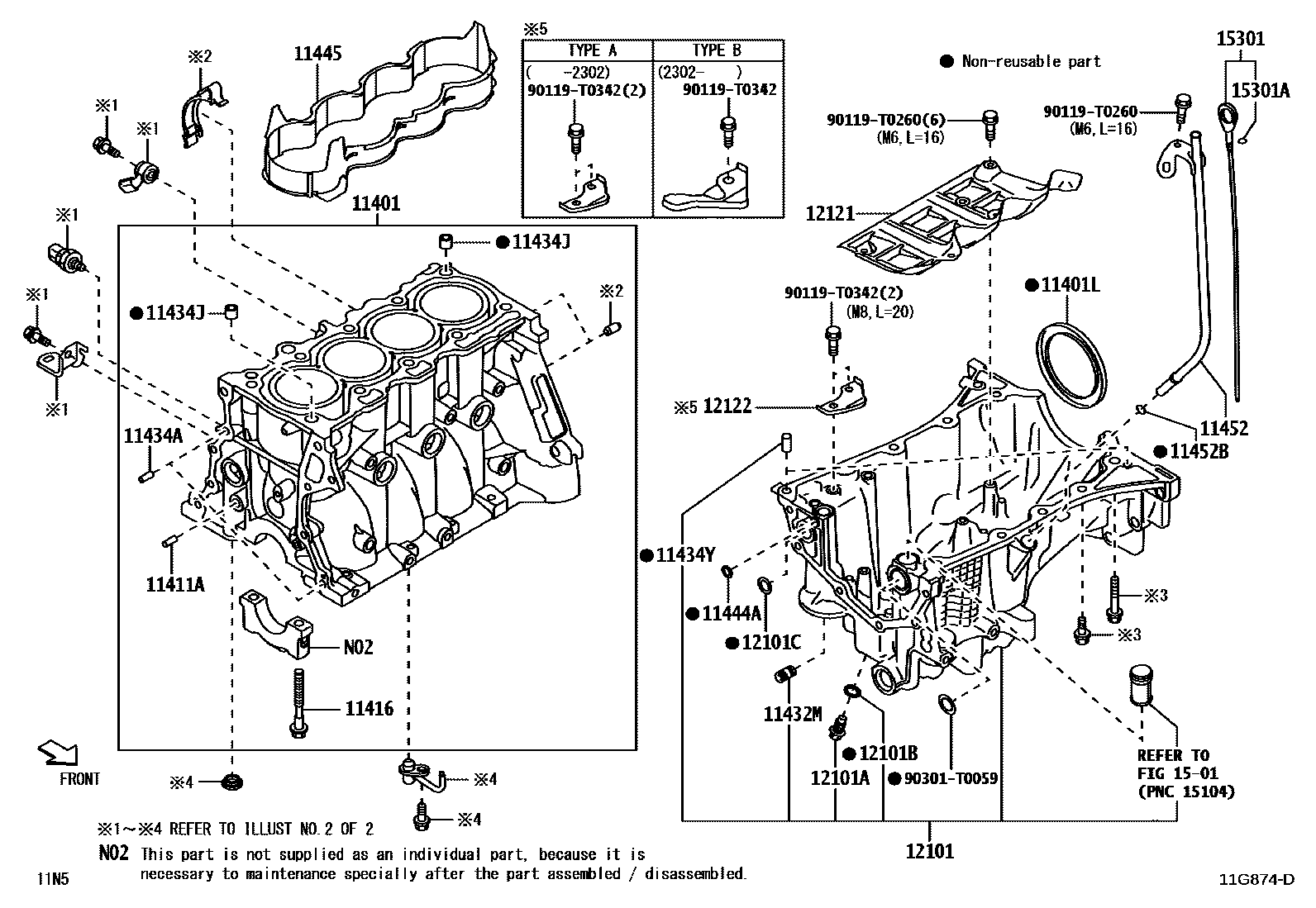 Toyota YARIS Cylinder Block EPC diagram — 11G874D