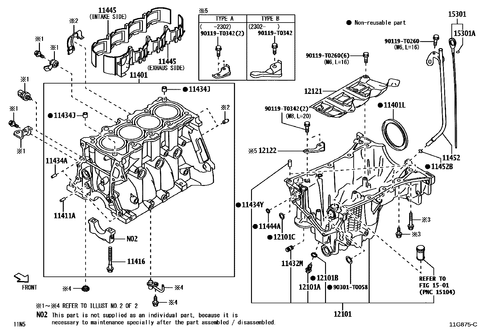 Toyota YARIS Cylinder Block EPC diagram — 11G875C