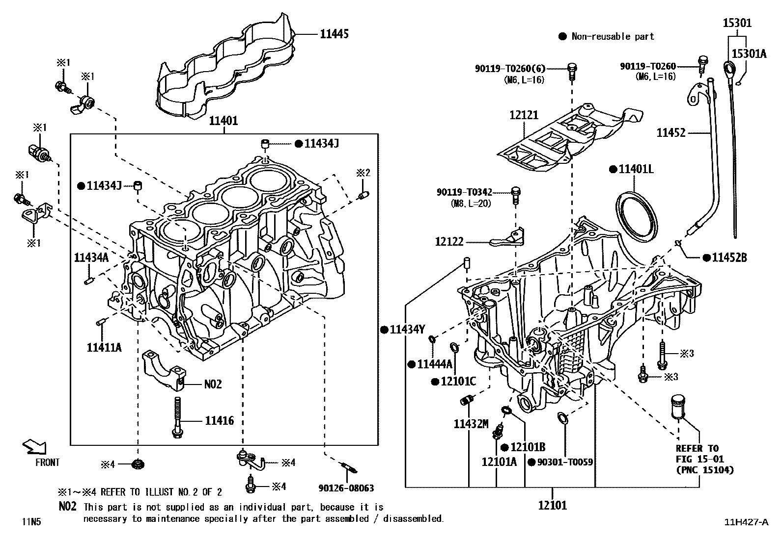Toyota YARIS Cylinder Block EPC diagram — 11H427A
