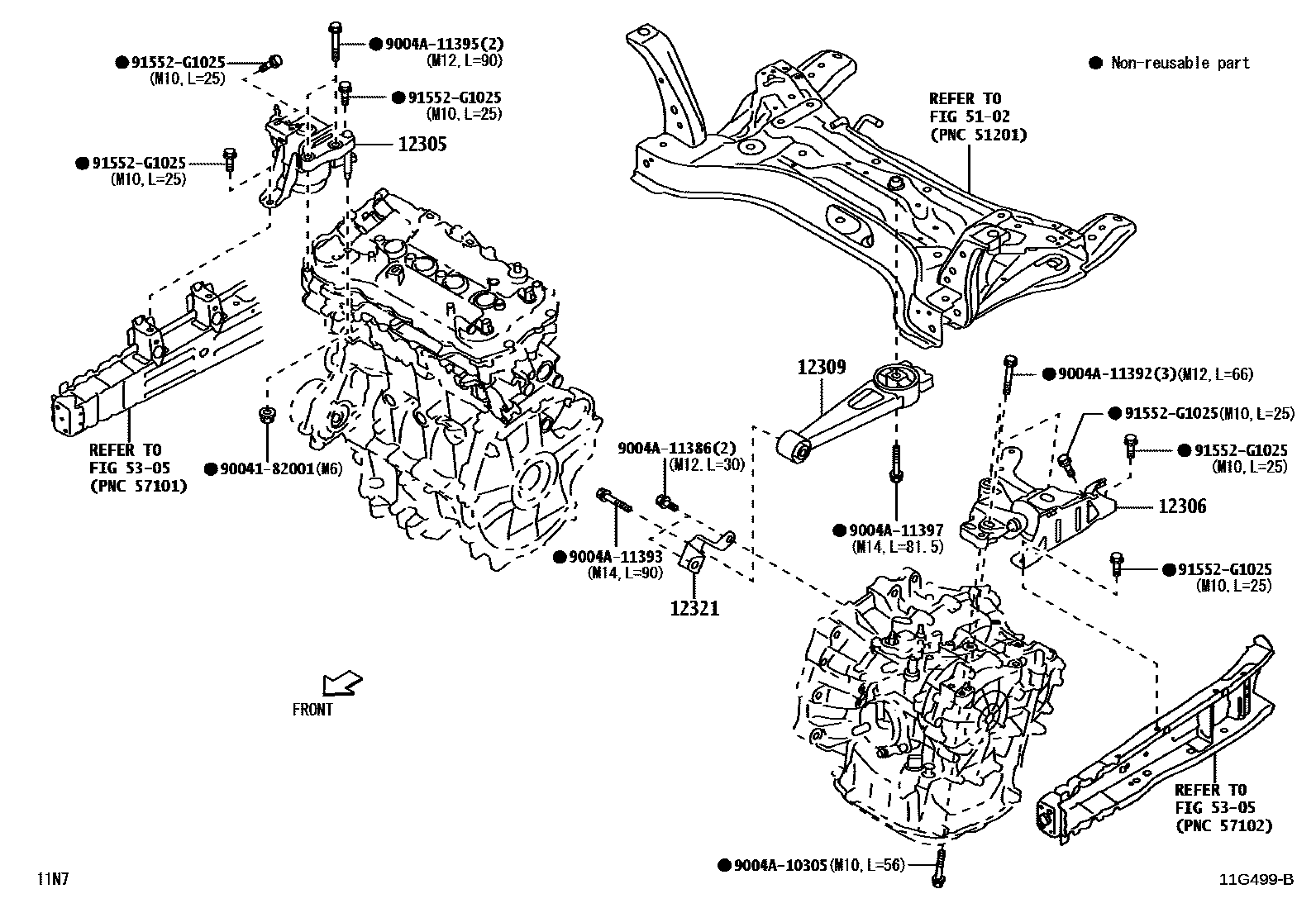 Toyota YARIS Engine Mounting EPC diagram — 11G499B