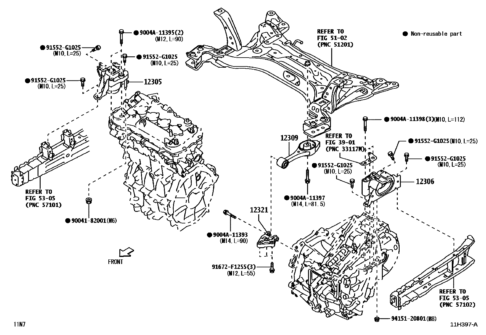 Toyota YARIS Engine Mounting EPC diagram — 11H397A