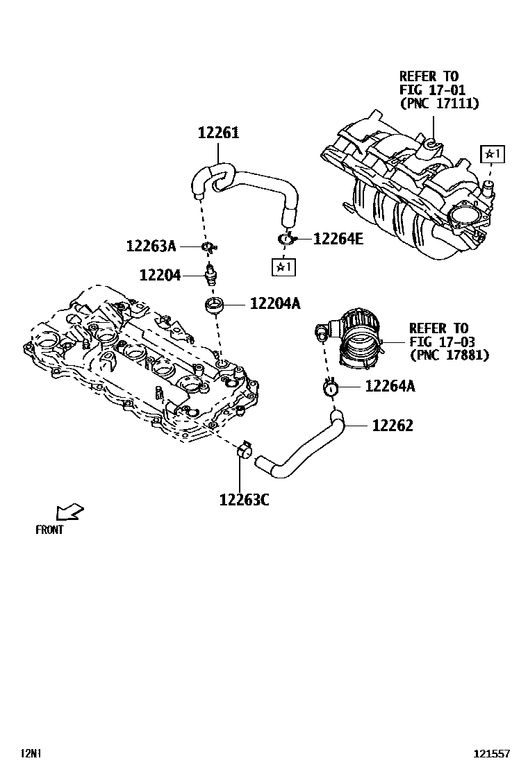 Toyota YARIS Ventilation Hose EPC diagram — 121557