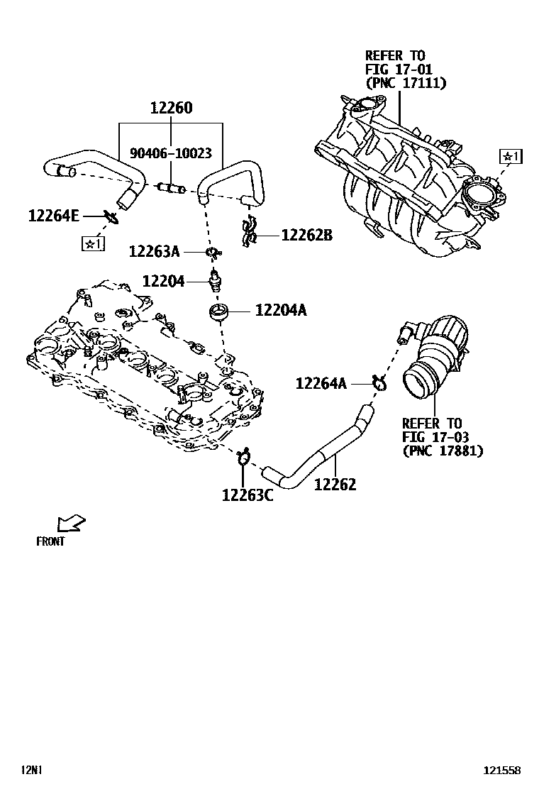 Toyota YARIS Ventilation Hose EPC diagram — 121558