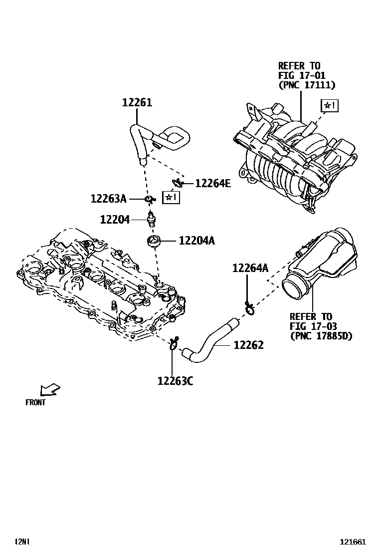 Toyota YARIS Ventilation Hose EPC diagram — 121661