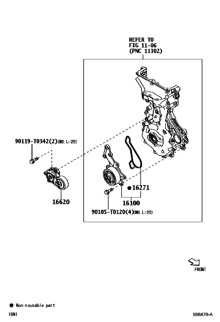 Toyota YARIS Water Pump EPC diagram — 168470A