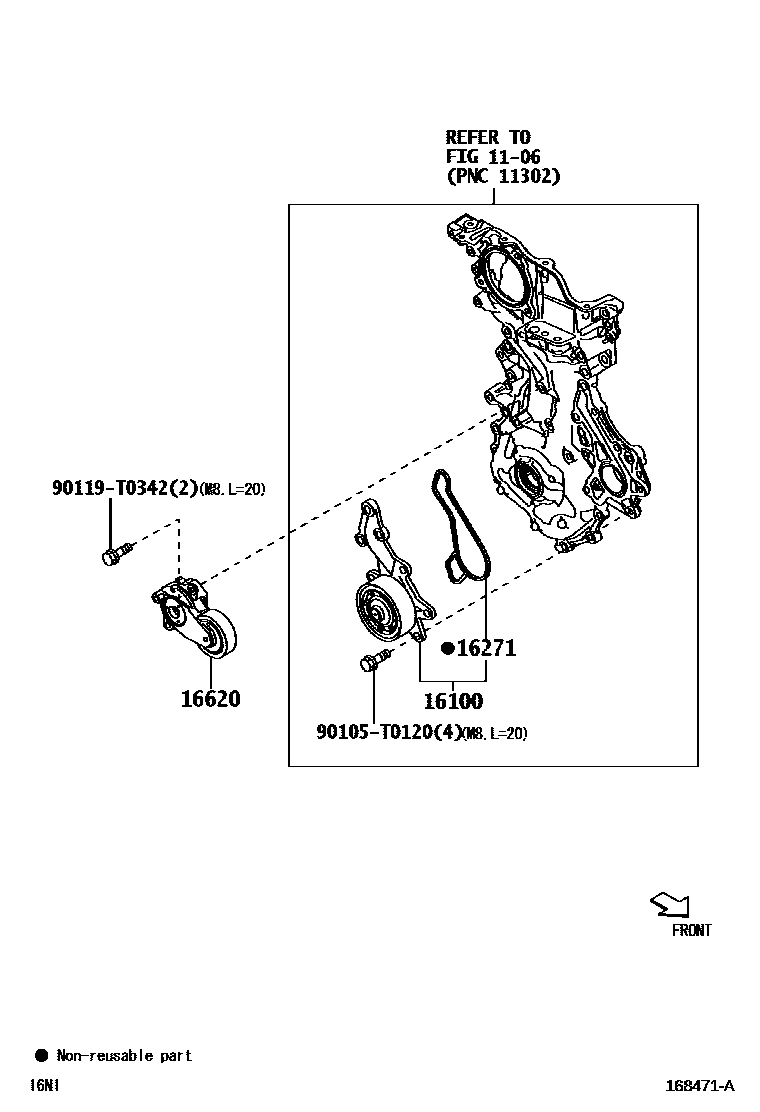 Toyota YARIS Water Pump EPC diagram — 168471A
