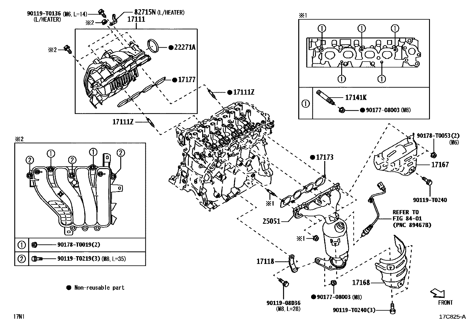 Toyota YARIS Manifold EPC diagram — 17C825A