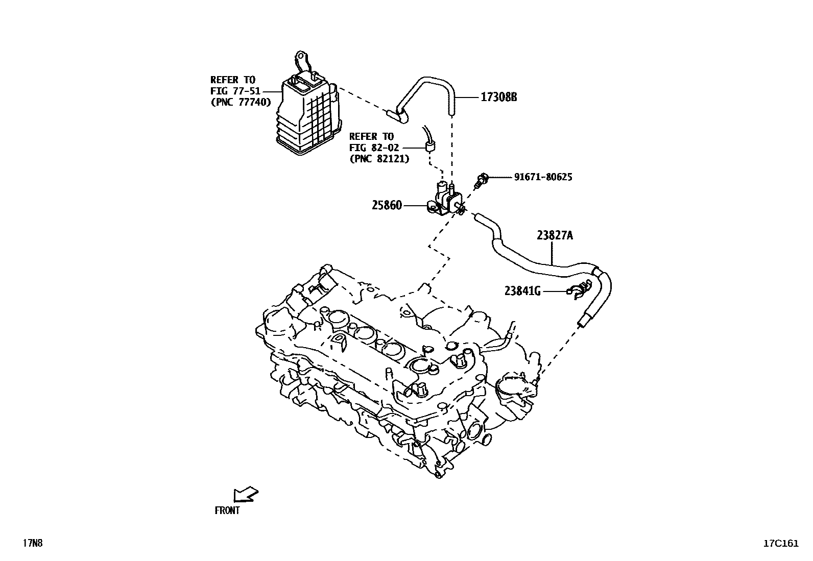 Toyota YARIS vacuum tube EPC diagram — 17C161
