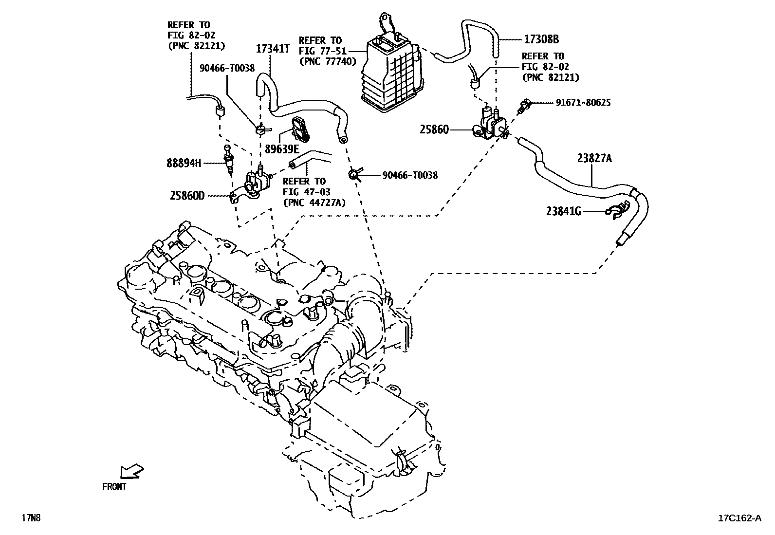 Toyota YARIS vacuum tube EPC diagram — 17C162A