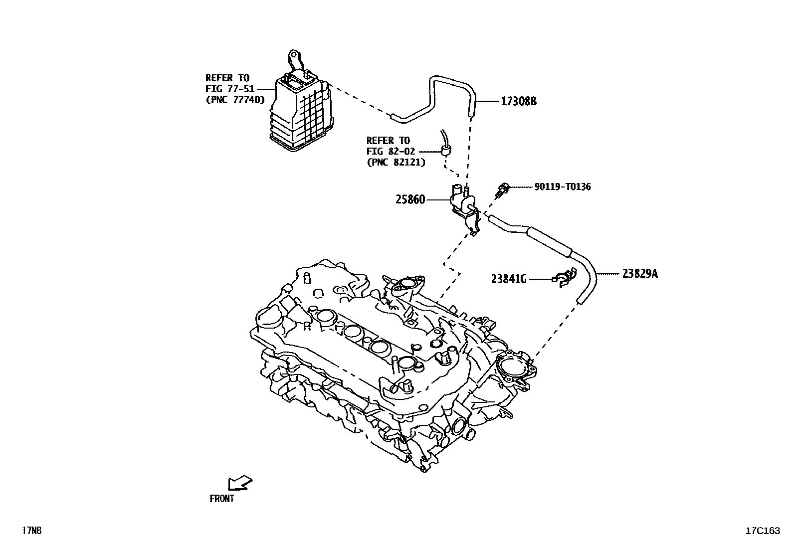Toyota YARIS vacuum tube EPC diagram — 17C163