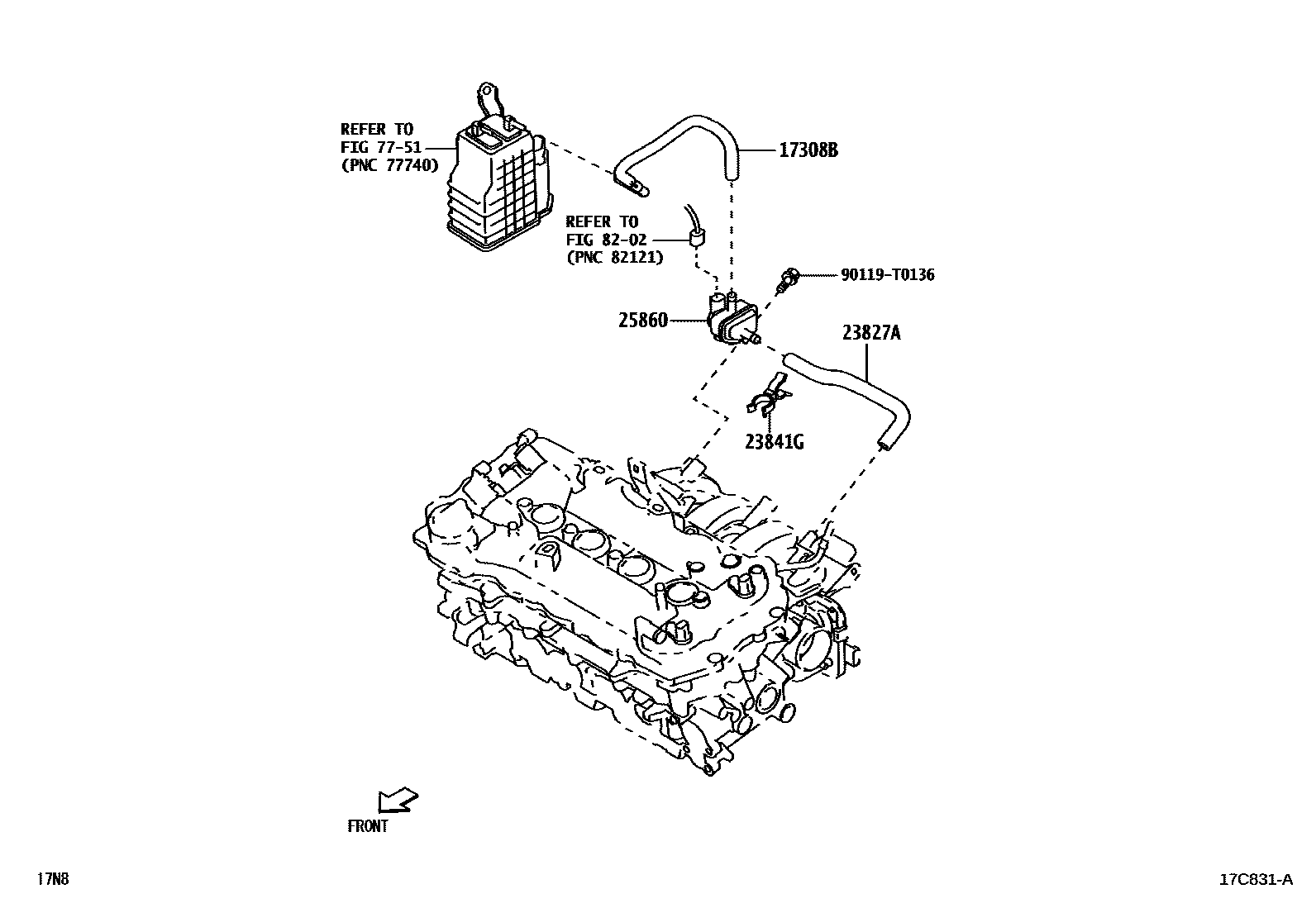 Toyota YARIS vacuum tube EPC diagram — 17C831A