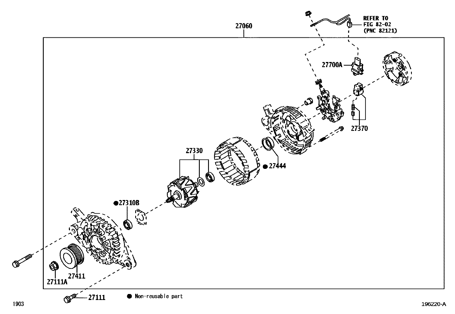 Toyota YARIS Alternator EPC diagram — 196220A