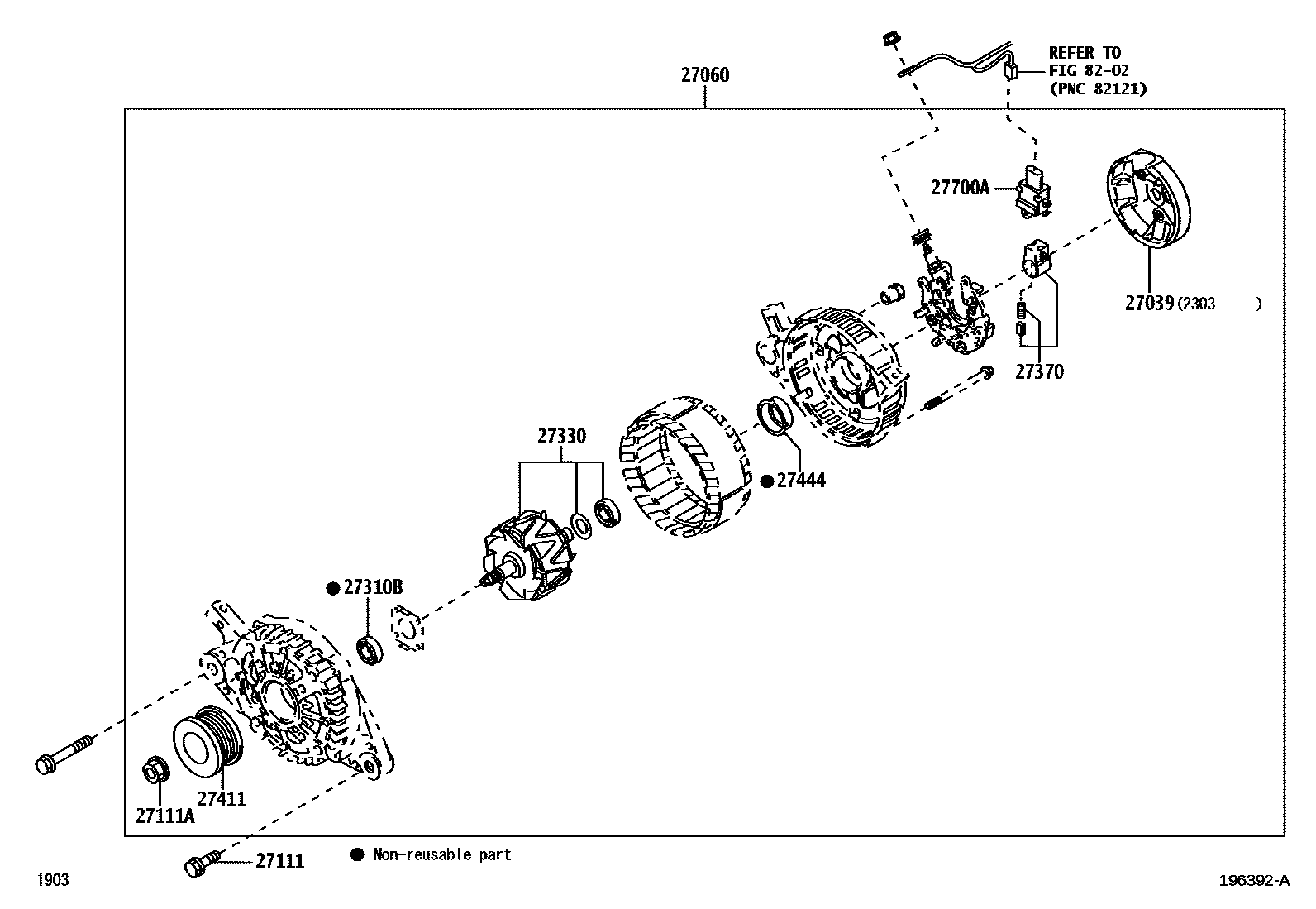 Toyota YARIS Alternator EPC diagram — 196392A