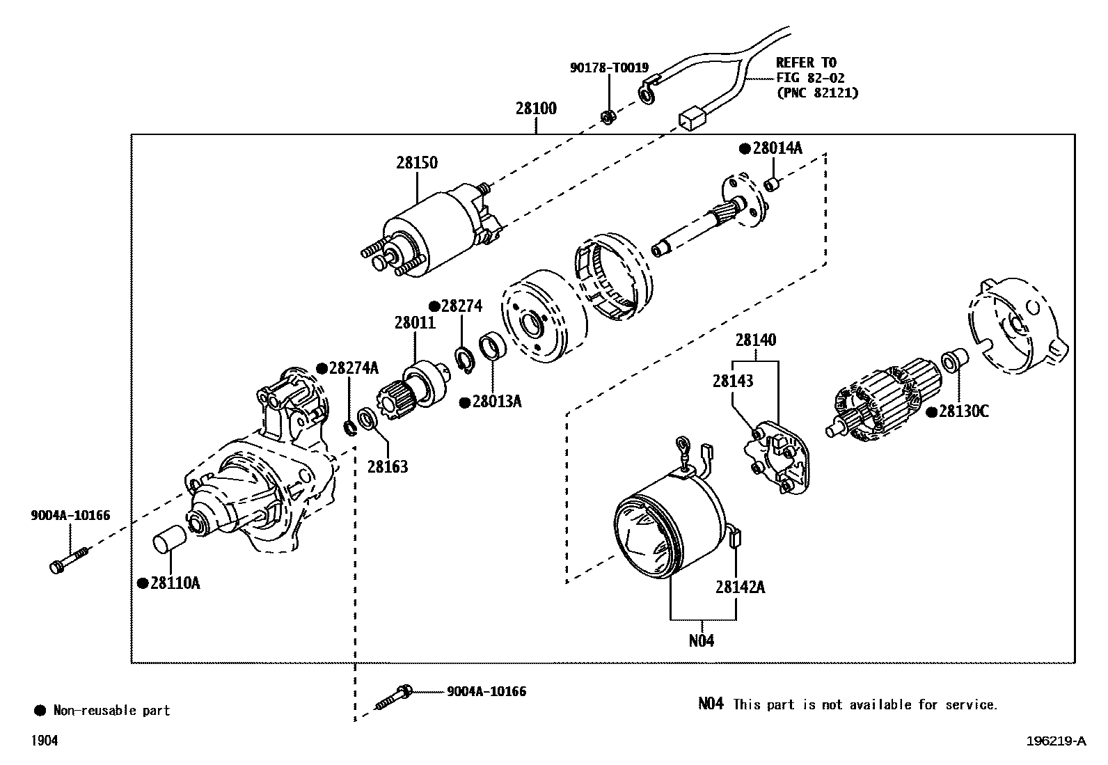 Toyota YARIS 起动机 EPC diagram — 196219A