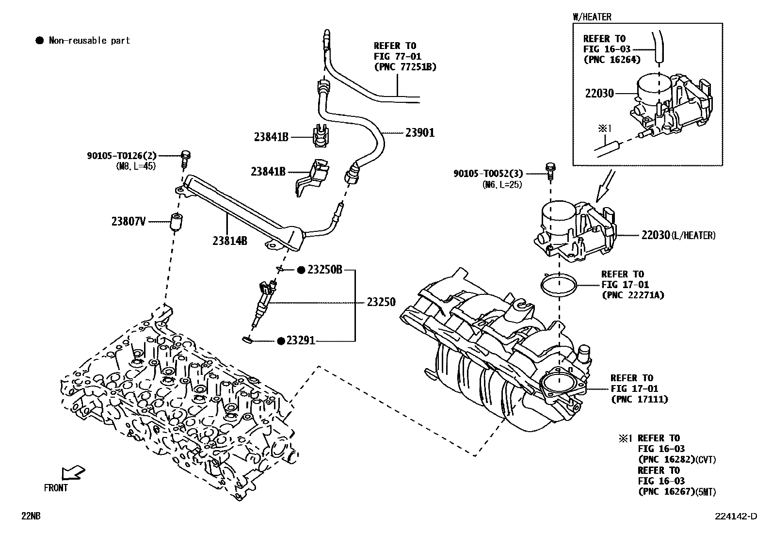 Toyota YARIS 燃油喷射系统 EPC diagram — 224142D