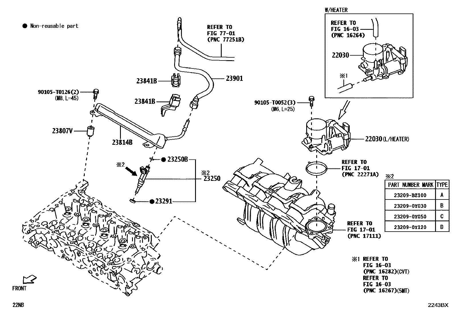 Toyota YARIS 燃油喷射系统 EPC diagram — 2243BX
