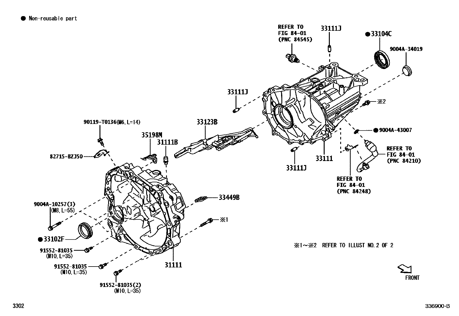 Toyota YARIS 离合器壳和变速器壳(MTM) EPC diagram — 336900B