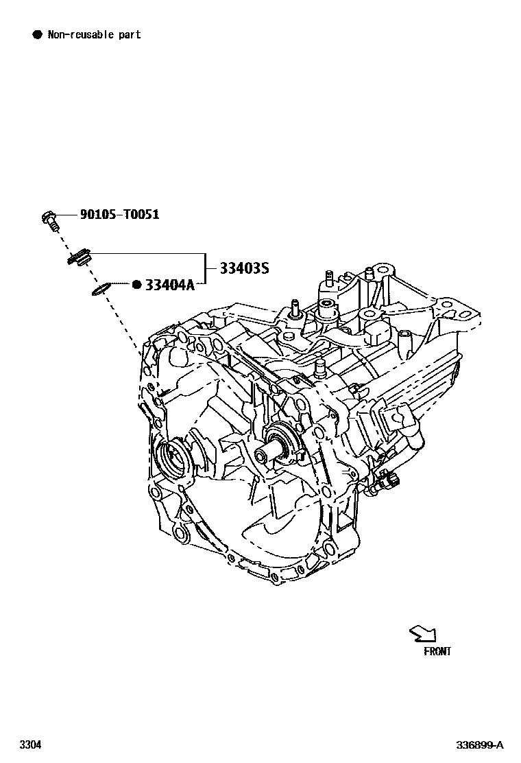 Toyota YARIS 速度表从动齿轮(MTM) EPC diagram — 336899A