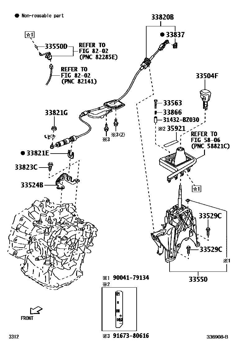 Toyota YARIS Shift Lever & Retainer EPC diagram — 336908B
