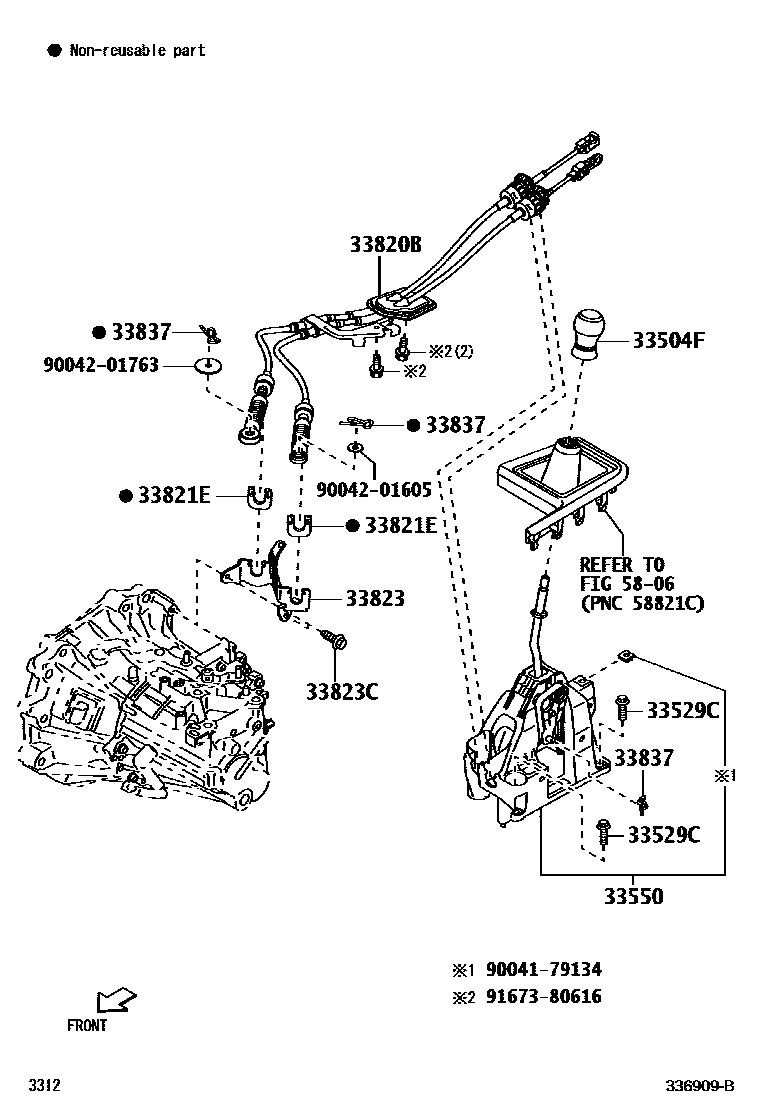 Toyota YARIS Shift Lever & Retainer EPC diagram — 336909B