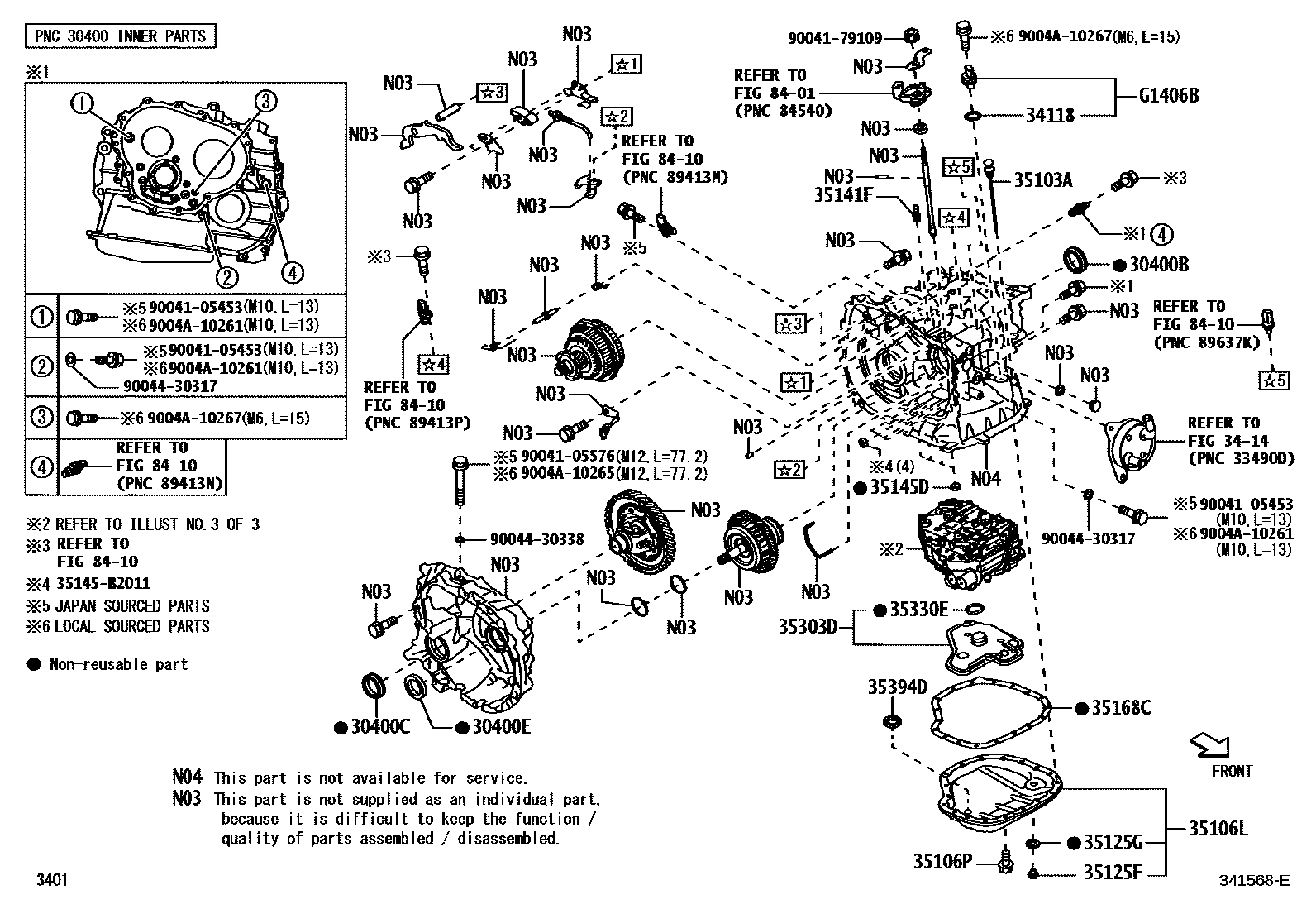 Toyota YARIS 传动桥总成(CVT) EPC diagram — 341568E