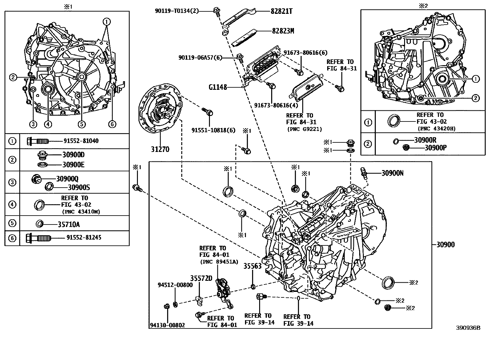 Toyota YARIS 传动桥总成(HEV 或 BEV 或 FCEV) EPC diagram — 390936B