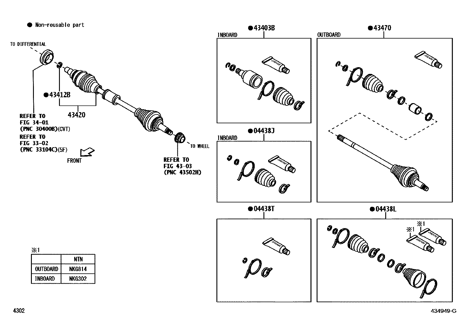 Toyota YARIS Front Drive Shaft EPC diagram — 434949G