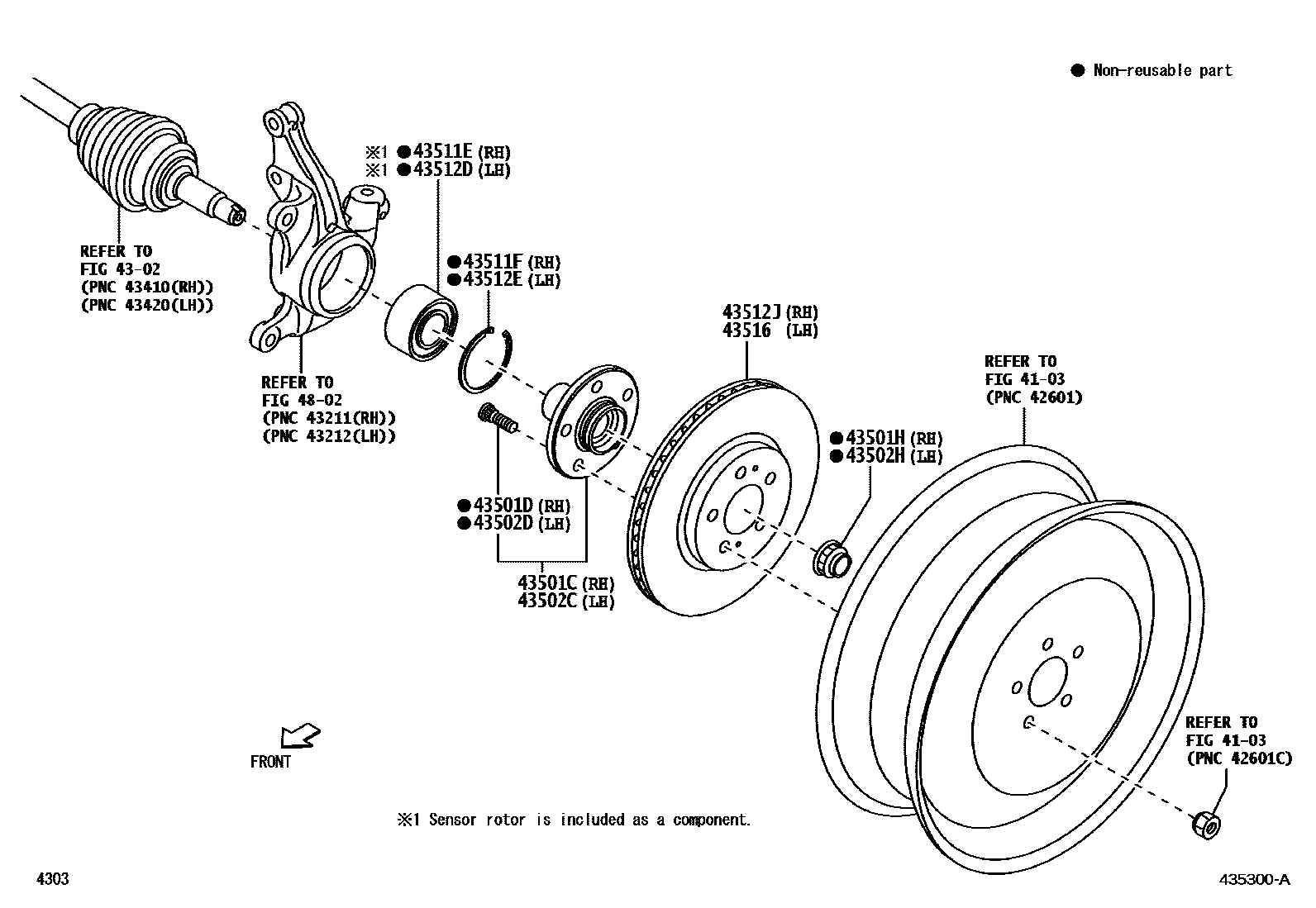 Toyota YARIS Front Axle Hub EPC diagram — 435300A