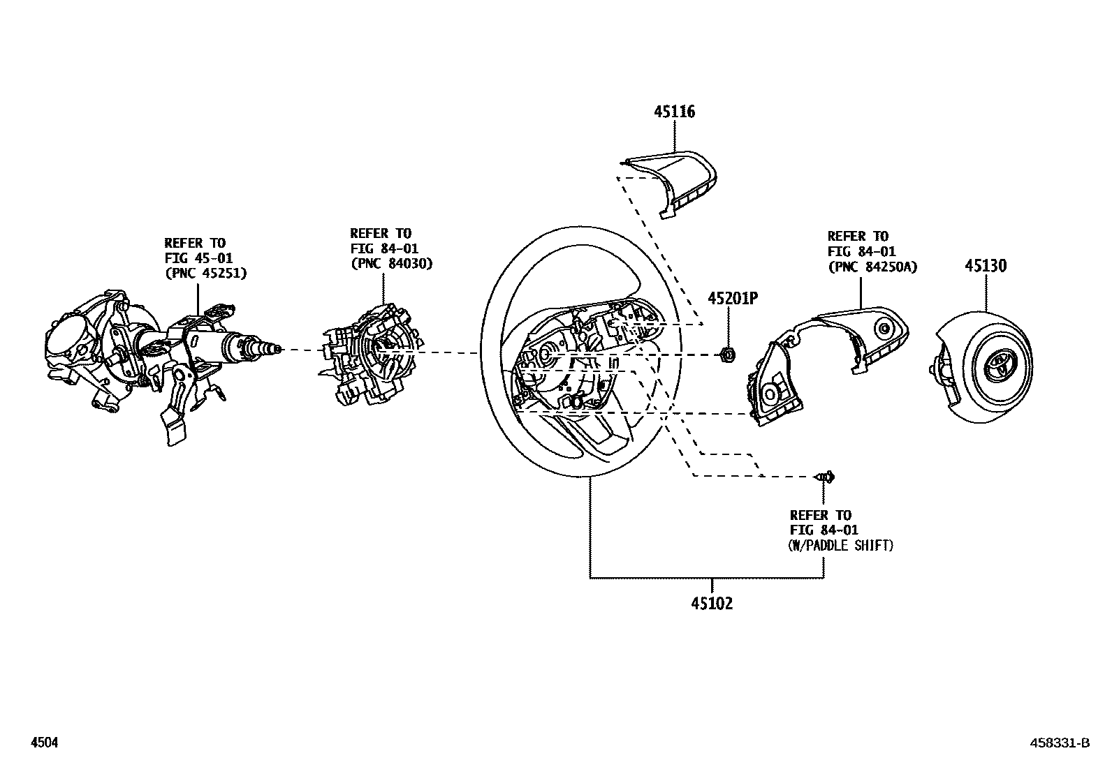 Toyota YARIS Steering Wheel EPC diagram — 458331B