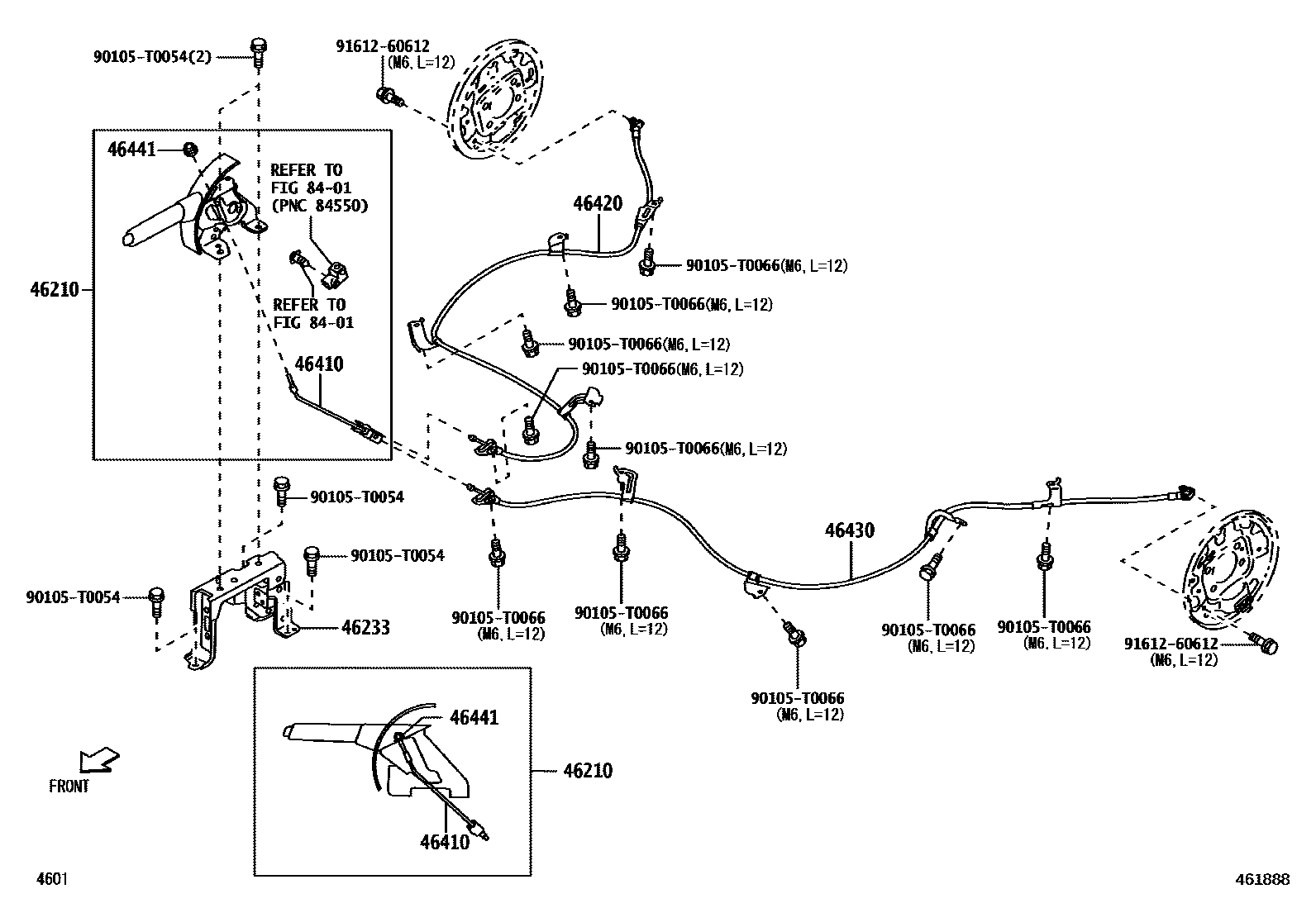 Toyota YARIS Parking Brake & Cable EPC diagram — 461888