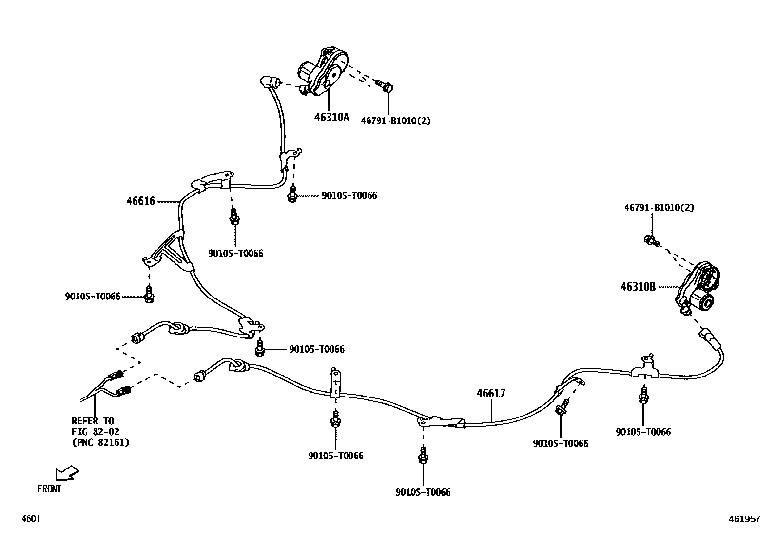 Toyota YARIS Parking Brake & Cable EPC diagram — 461957