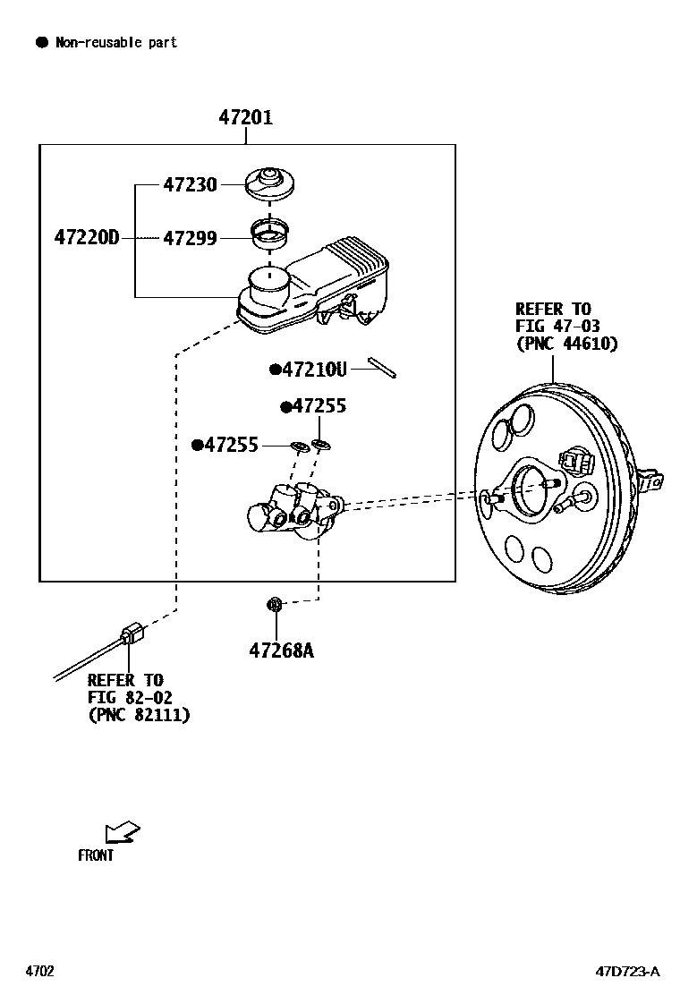 Toyota YARIS 制动总泵 EPC diagram — 47D723A