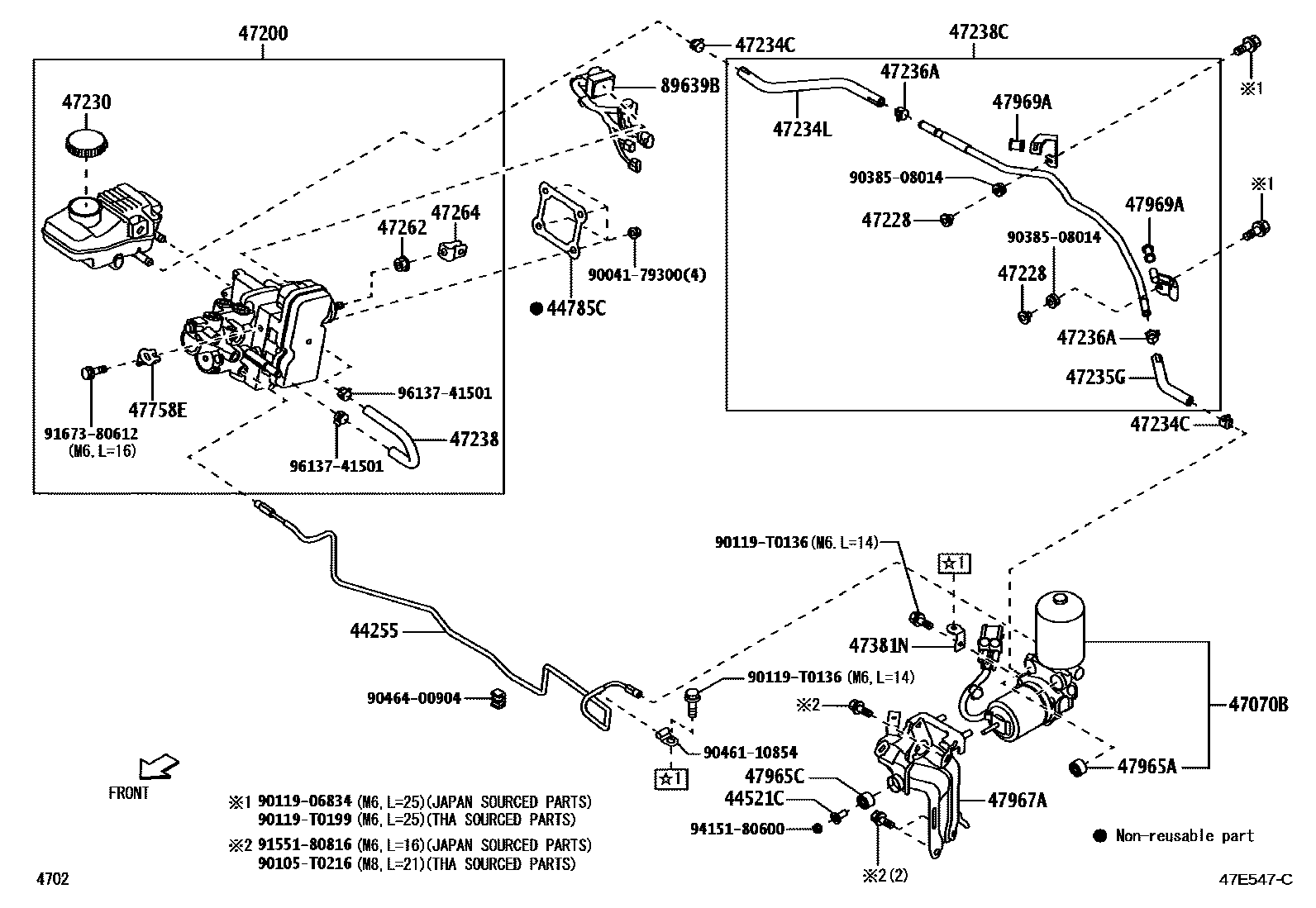 Toyota YARIS 制动总泵 EPC diagram — 47E547C