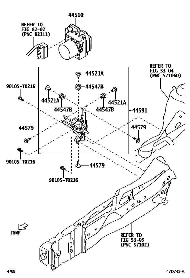 Toyota YARIS 制动配管和卡箍 EPC diagram — 47D741A