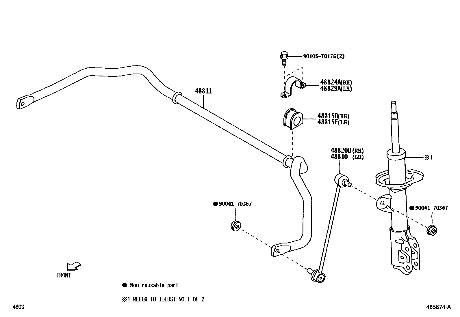 Toyota YARIS Front Spring & Shock Absorber EPC diagram — 485674A