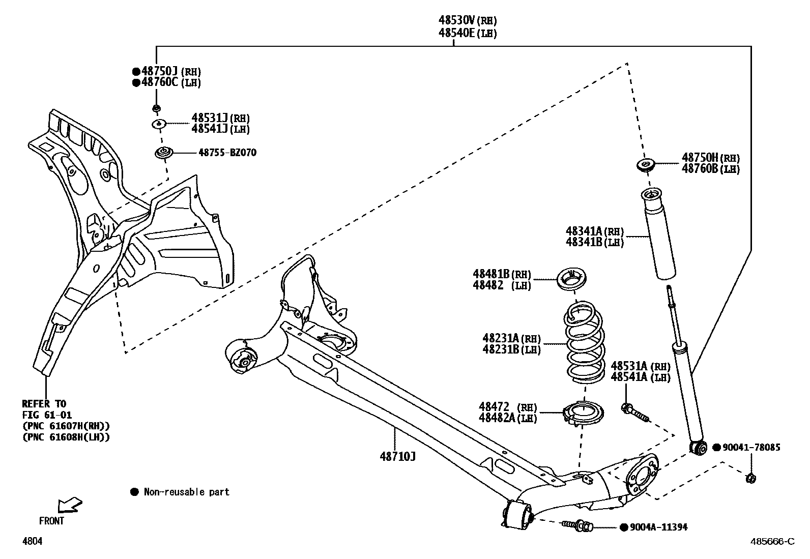 Toyota YARIS Rear Spring & Shock Absorber EPC diagram — 485666C