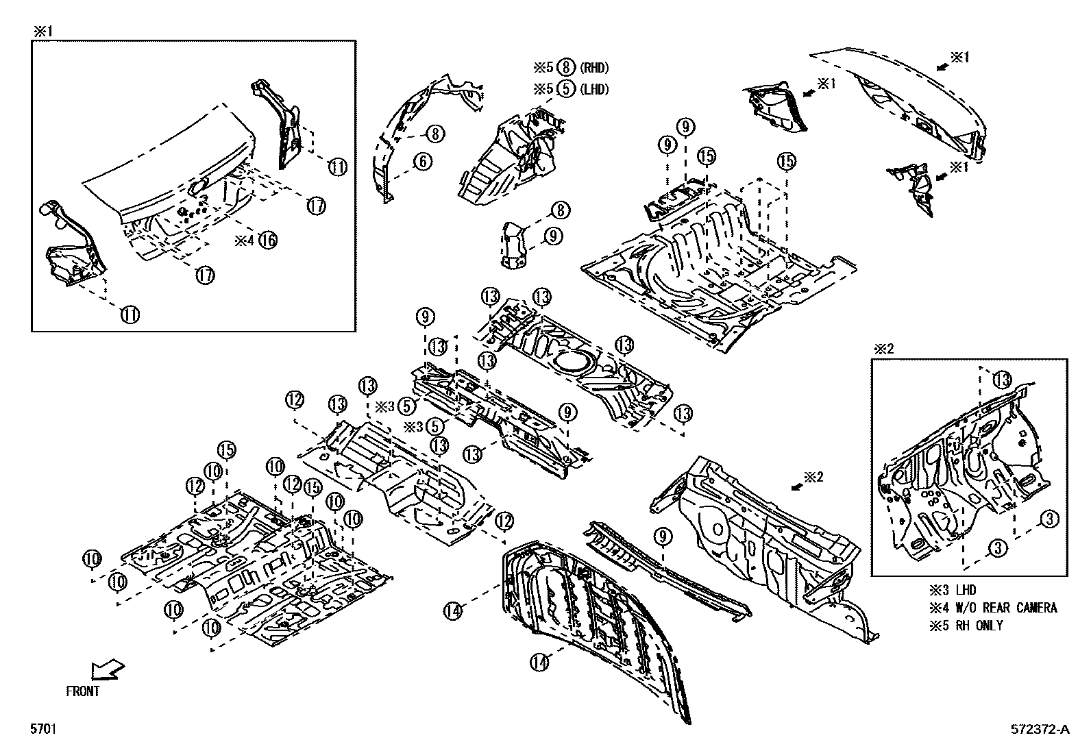 Toyota YARIS hole plug EPC diagram — 572372A