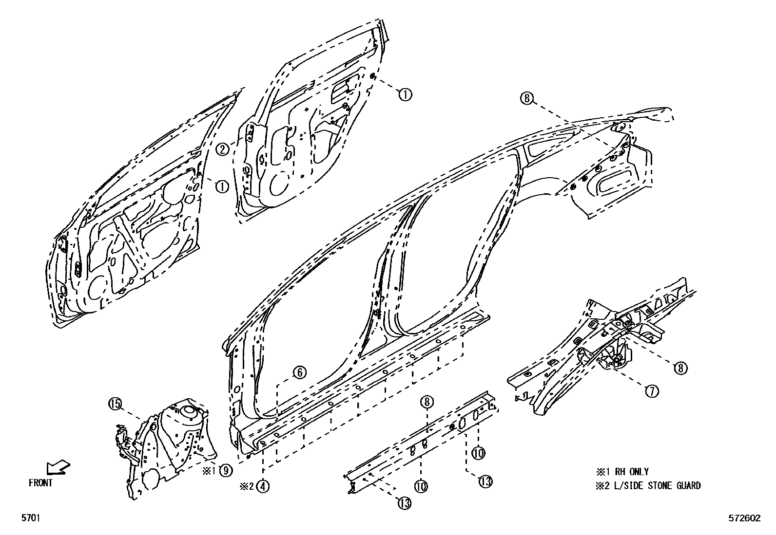 Toyota YARIS hole plug EPC diagram — 572602