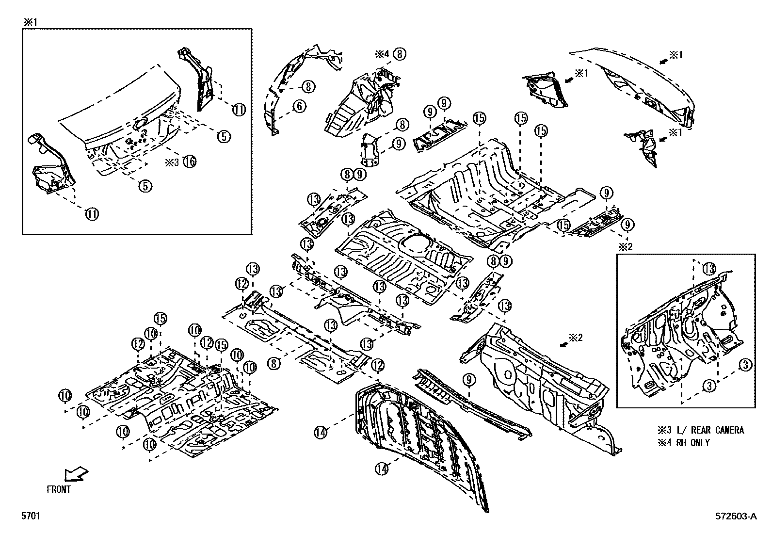 Toyota YARIS hole plug EPC diagram — 572603A