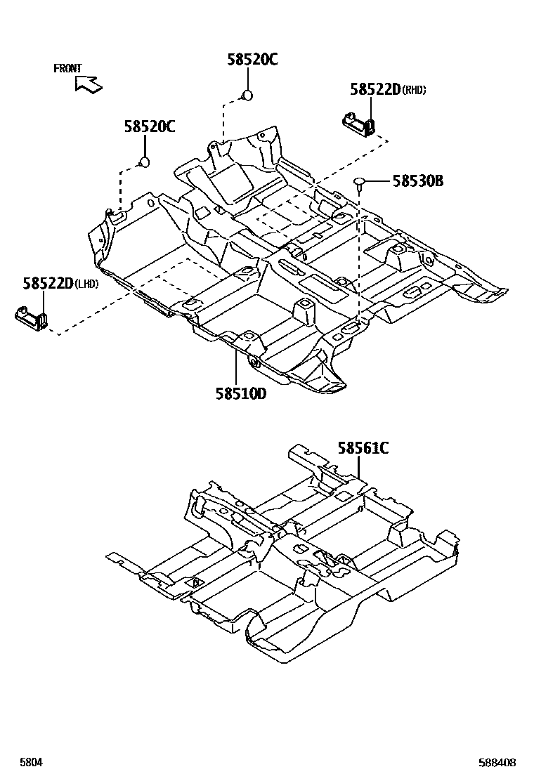 Toyota YARIS 地板垫和地毯 EPC diagram — 588408