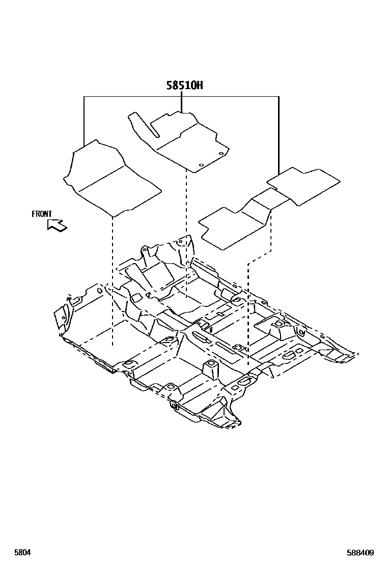 Toyota YARIS 地板垫和地毯 EPC diagram — 588409