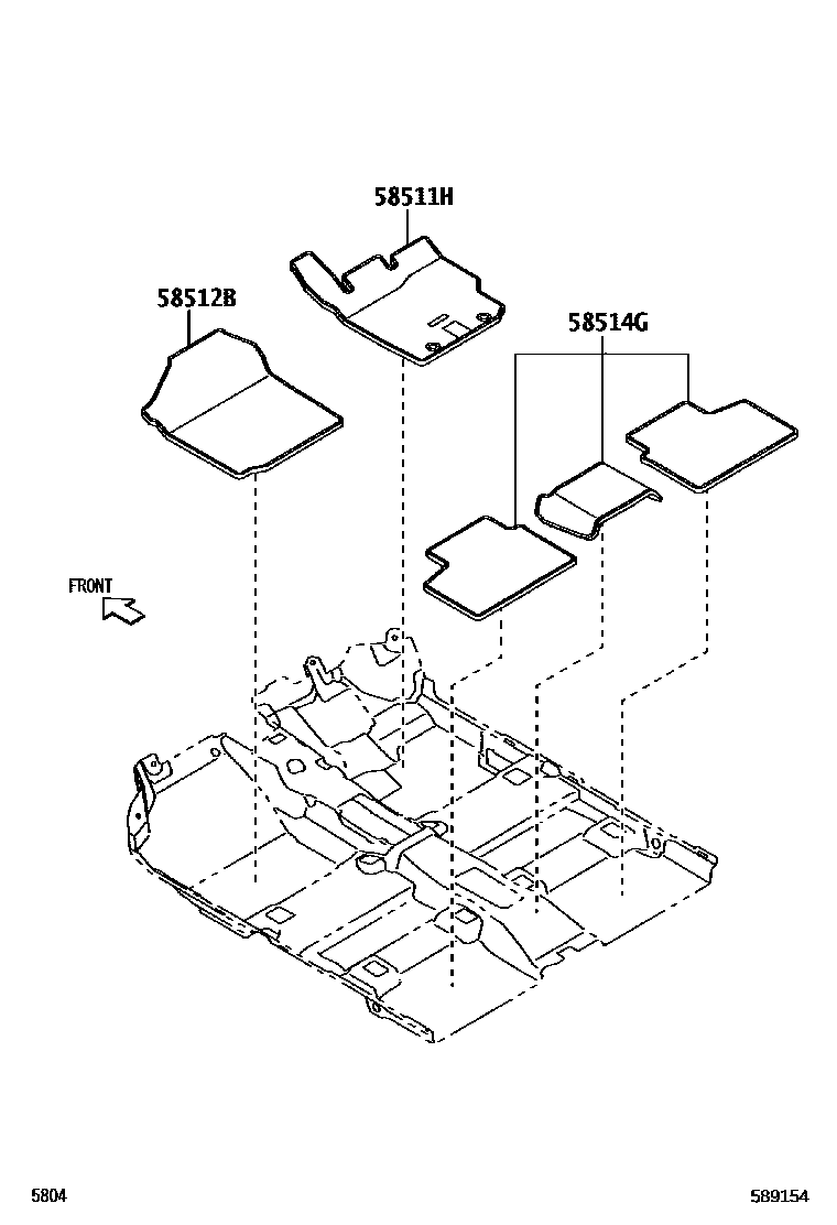 Toyota YARIS 地板垫和地毯 EPC diagram — 589154
