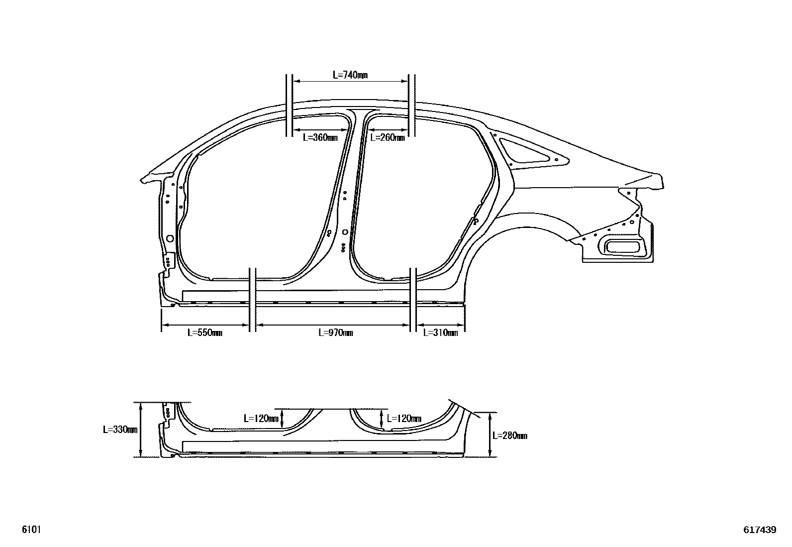 Toyota YARIS 侧梁 EPC diagram — 617439