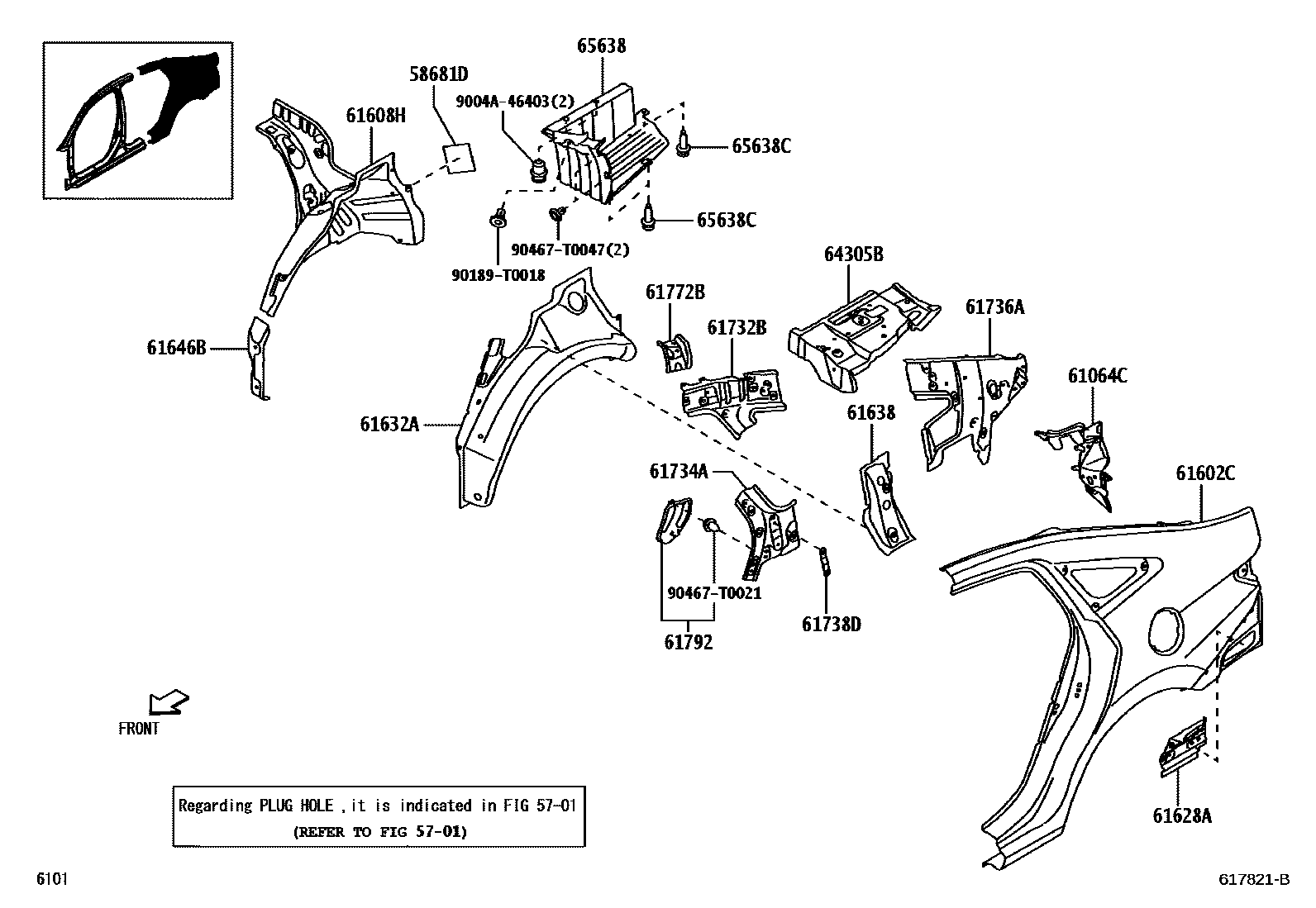 Toyota YARIS 侧梁 EPC diagram — 617821B