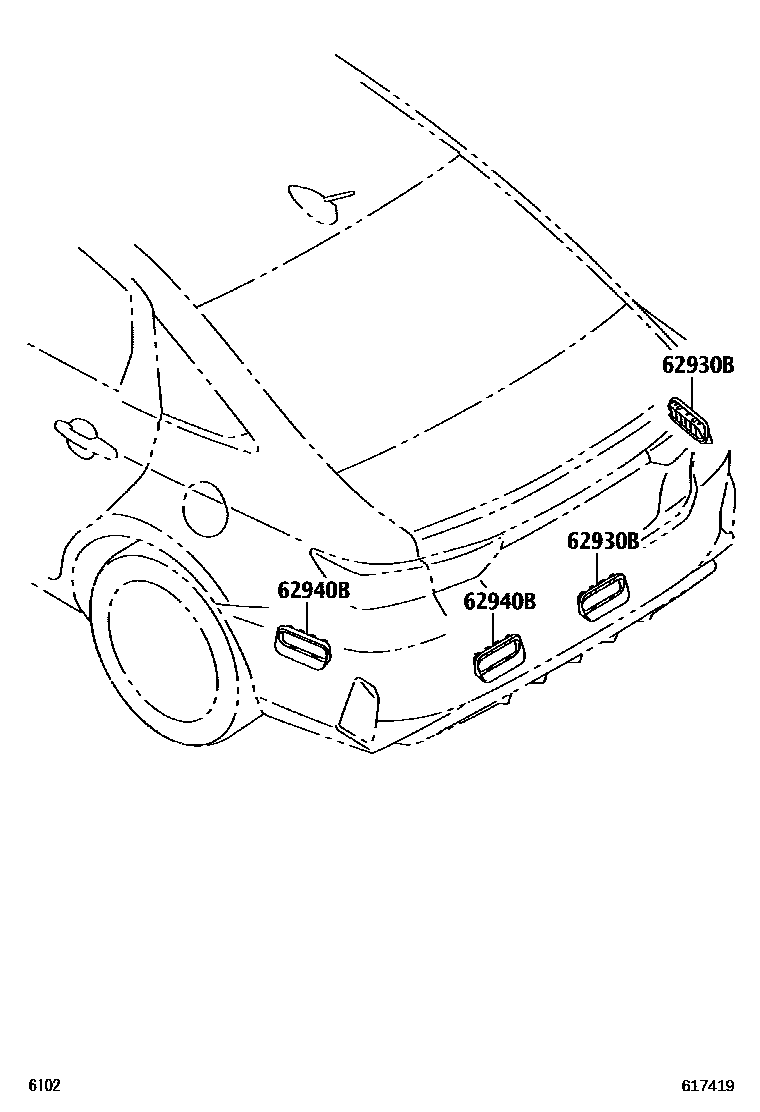 Toyota YARIS 车侧通风装置 EPC diagram — 617419